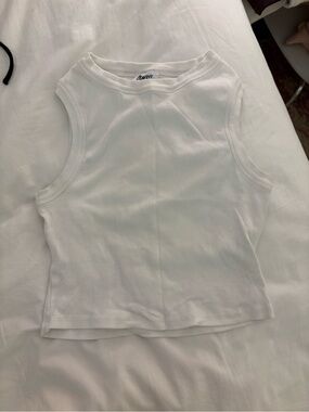 Princess Polly White Ribbed High-Neck Tank